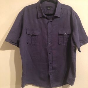 dark purple short sleeve casual button up shirt